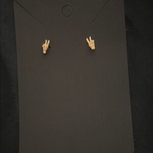 Gold Peace Sign Stud Earrings